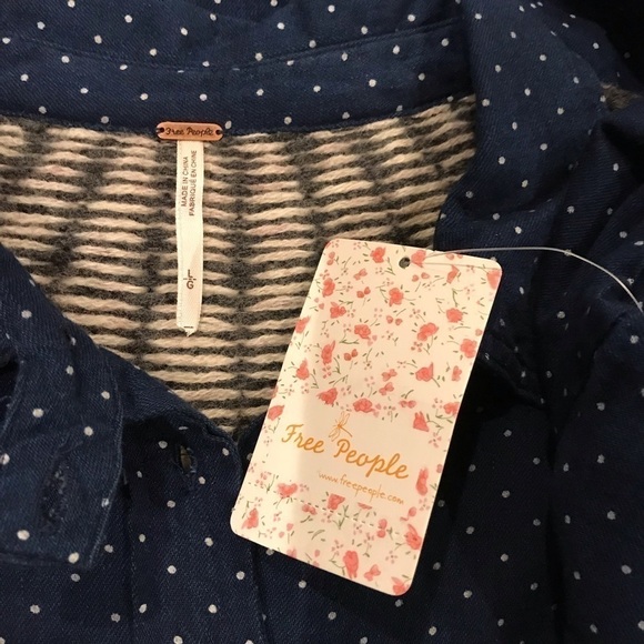 Free People Sage Blue Button Shirt Large - Picture 5 of 8